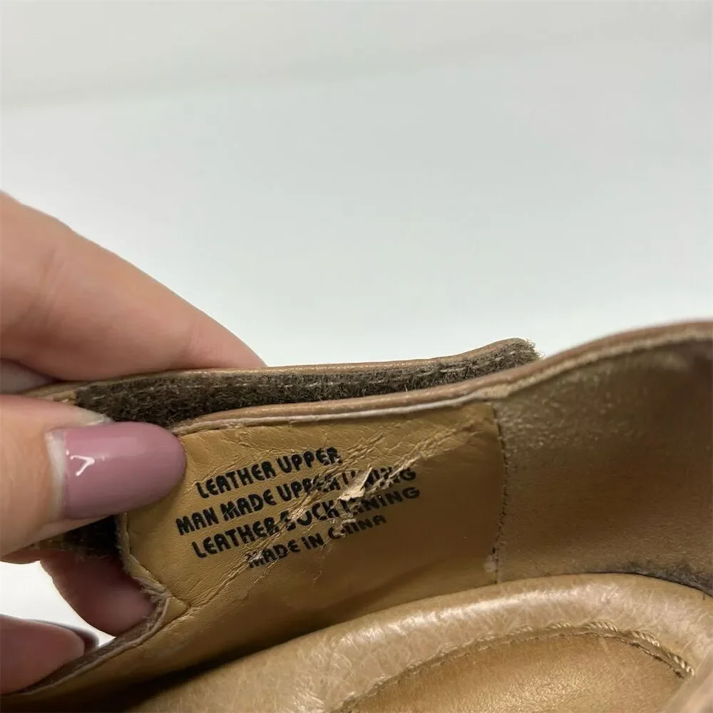 Earth Women's Mary Jane Wedge Shoes Brown Leather Size 7 Casual Comfort